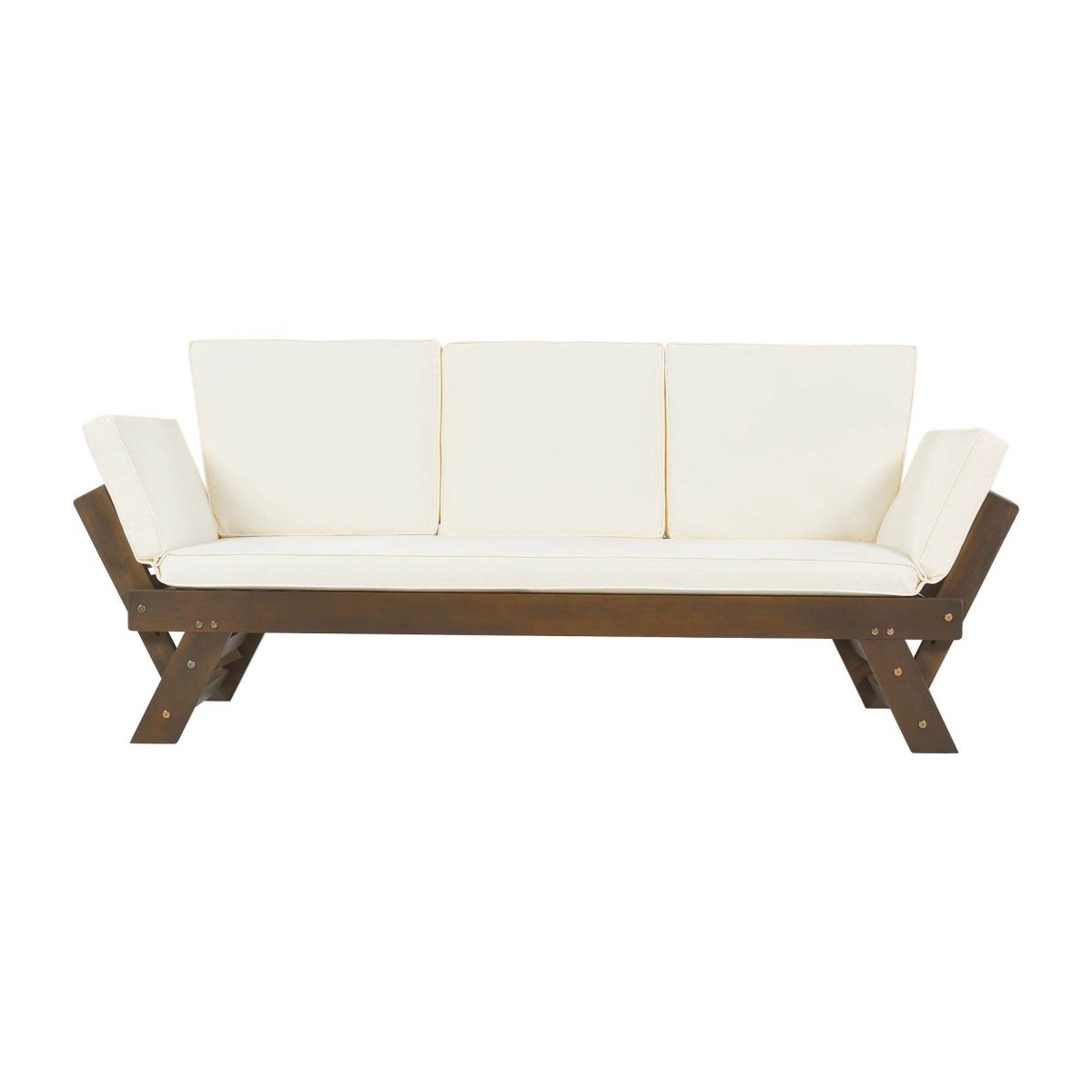 Outdoor Adjustable Acacia Wood Patio Daybed With Cushions - Sleep Galleria