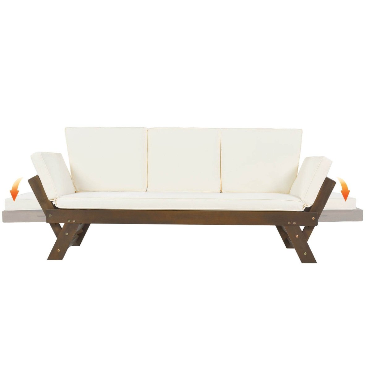 Outdoor Adjustable Acacia Wood Patio Daybed With Cushions - Sleep Galleria