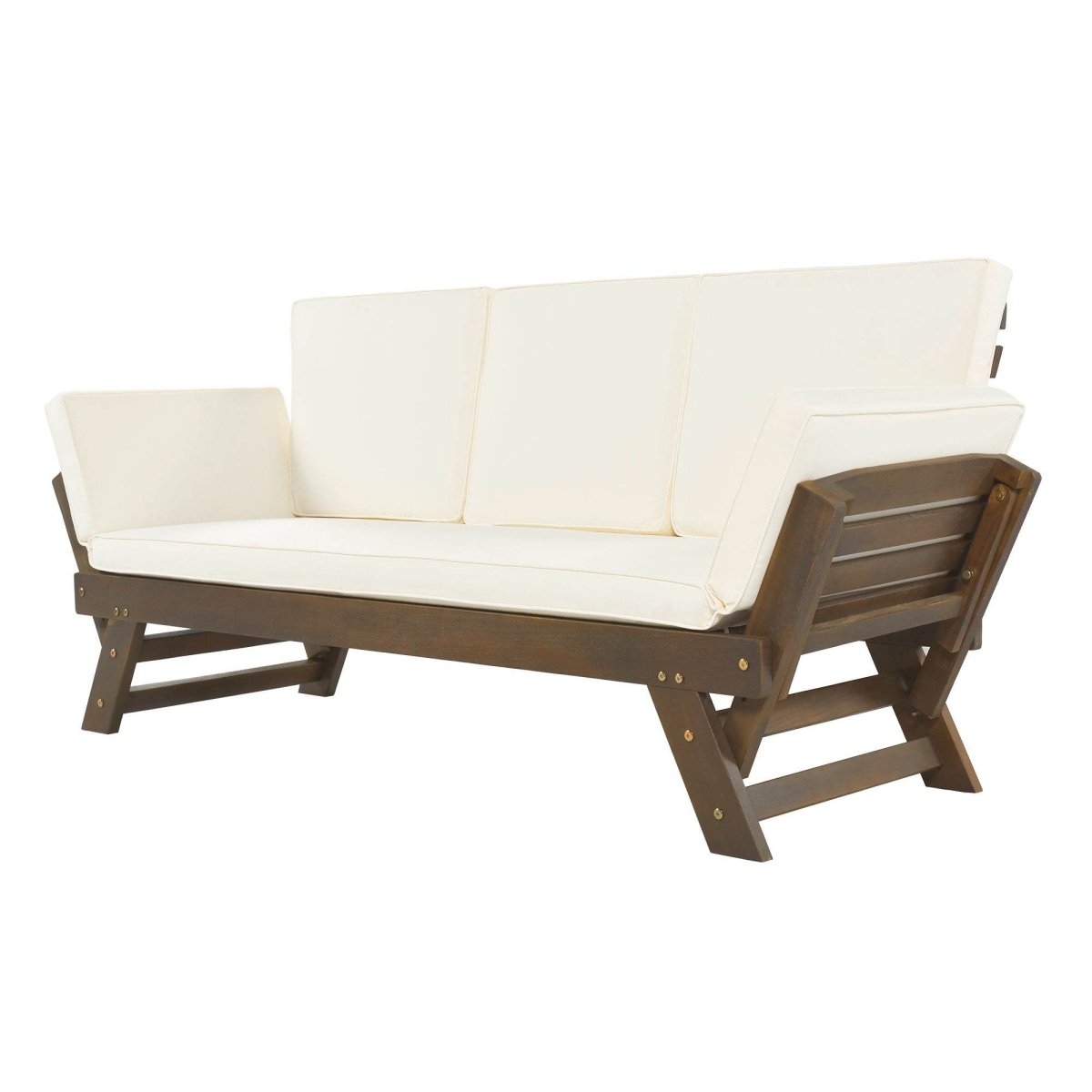 Outdoor Adjustable Acacia Wood Patio Daybed With Cushions - Sleep Galleria
