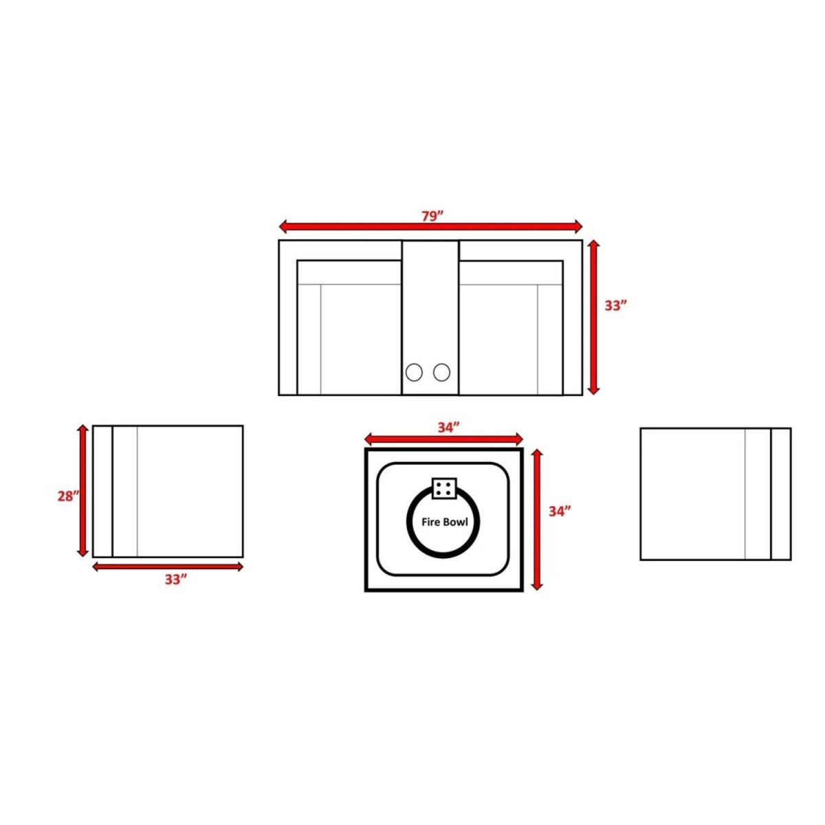 Outdoor Wicker Patio Sectional Seating Set With Fire Pit - Veluna - Omega Lifestyles