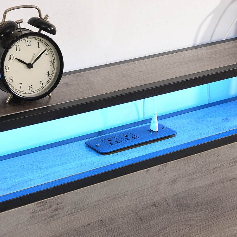 Queen Storage Bed Frame With Charging Station And LED Lights - Veluna - Omega Lifestyles