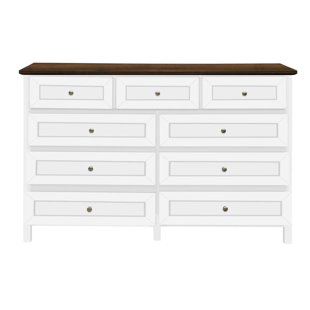 Rustic White Wood Storage Dresser With 9 Drawers - Sleep Galleria