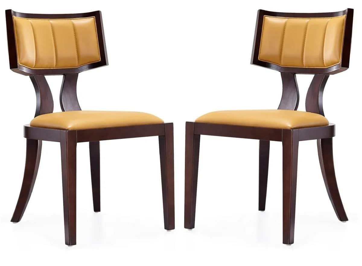 Set of 2 Camel Klismos Solid Wood Dining Chairs - Omega Lifestyles
