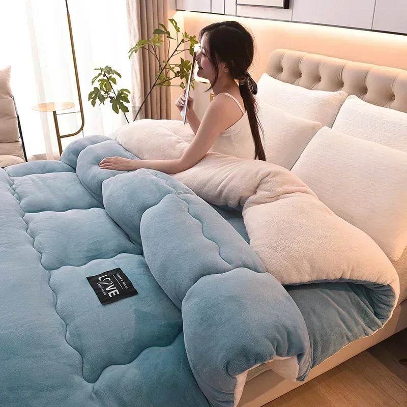 Soft Lamb Velvet Warm Winter Quilt Blanket - Sleep Galleria