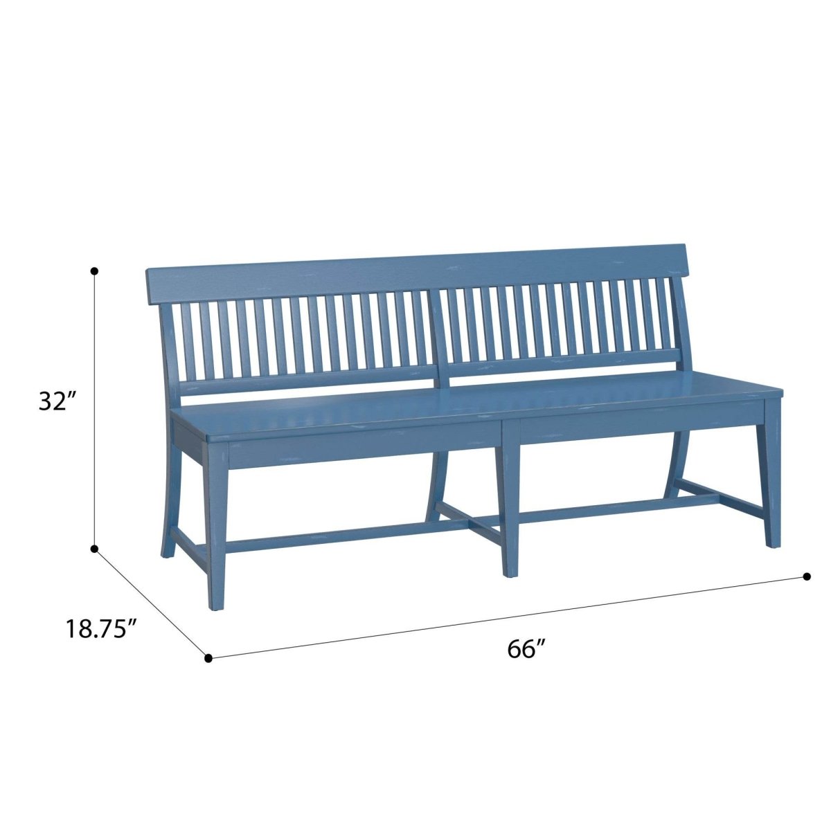 Solid Wood Farmhouse Blue Dining Bench - Veluna - Omega Lifestyles