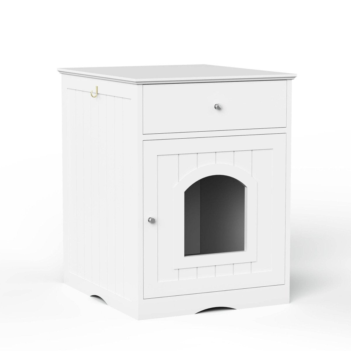 Solid Wood White Cat Litter Box Enclosure With Drawer - Sleep Galleria