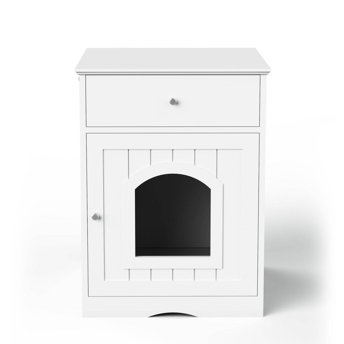 Solid Wood White Cat Litter Box Enclosure With Drawer - Sleep Galleria