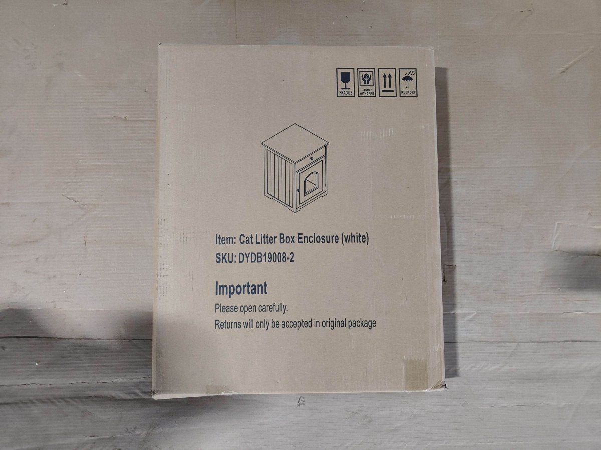 Solid Wood White Cat Litter Box Enclosure With Drawer - Sleep Galleria