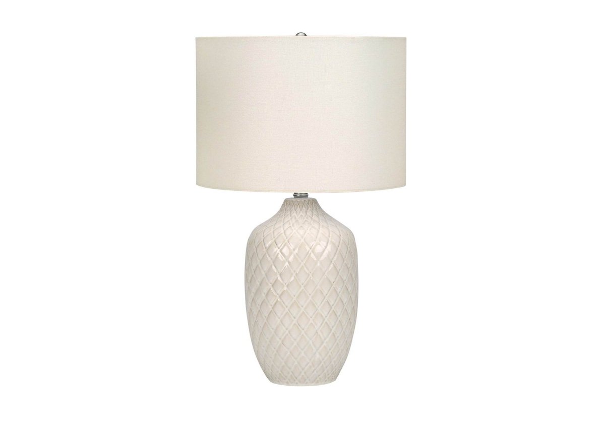 Transitional Cream Ceramic Ginger Jar Table Lamp - Sleep Galleria