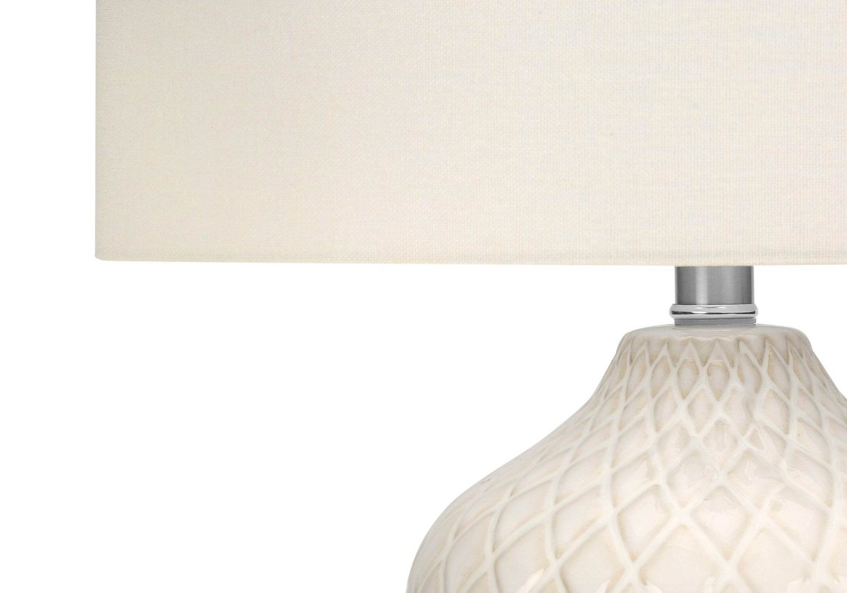 Transitional Cream Ceramic Ginger Jar Table Lamp - Sleep Galleria