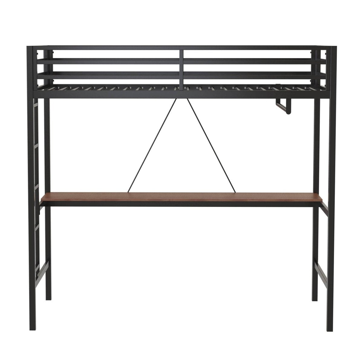 Twin Metal Loft Bunk Bed With Desk Ladder And Guardrails - Veluna - Omega Lifestyles