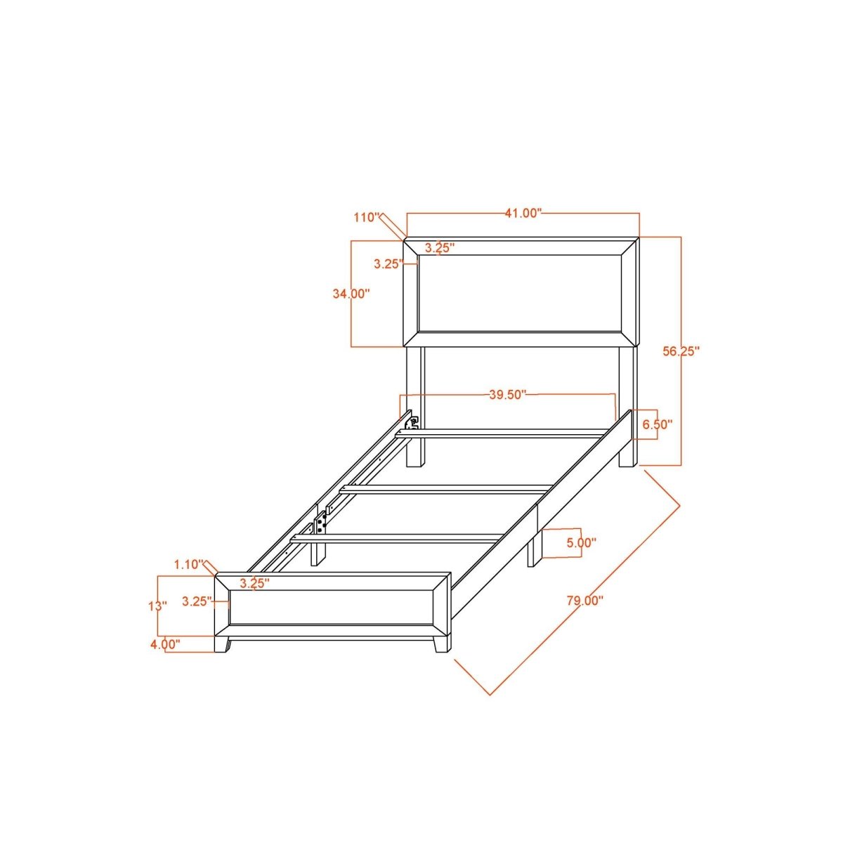 Twin Modern MDF Solid Wood Panel Bed Frame - Veluna - Omega Lifestyles