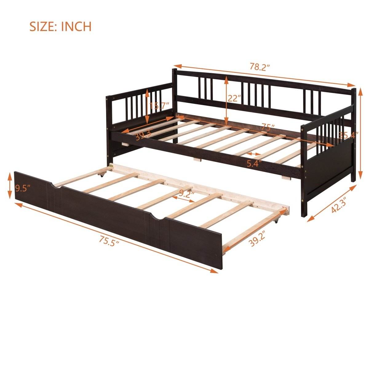 Twin Size Solid Wood Daybed With Trundle Bed - Sleep Galleria