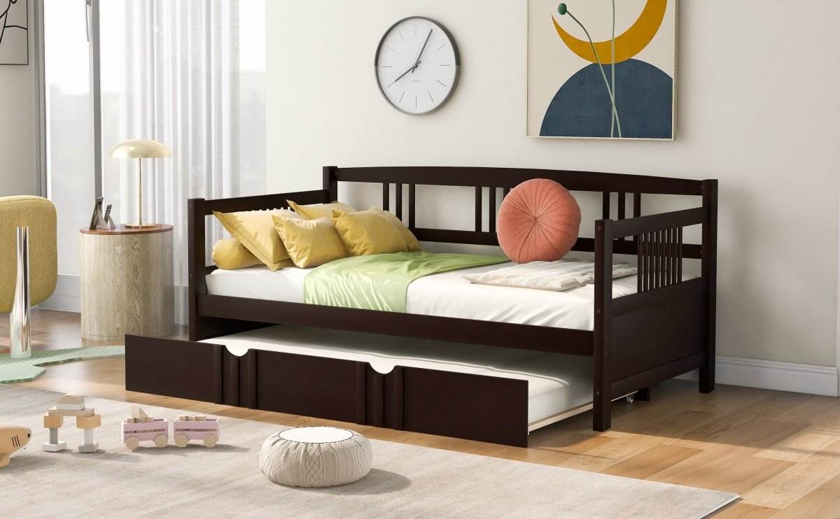 Twin Size Solid Wood Daybed With Trundle Bed - Sleep Galleria