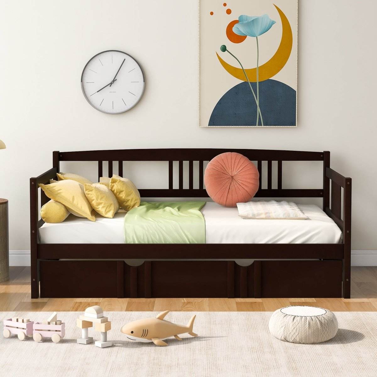 Twin Size Solid Wood Daybed With Trundle Bed - Sleep Galleria
