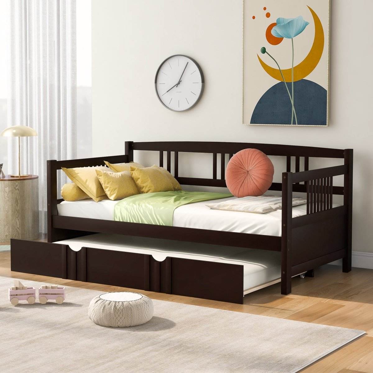 Twin Size Solid Wood Daybed With Trundle Bed - Sleep Galleria