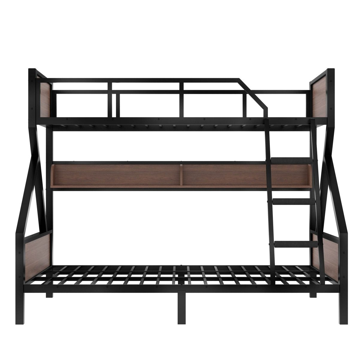 Twin XL Over Queen Metal Bunk Bed With Storage Shelves - Veluna - Omega Lifestyles
