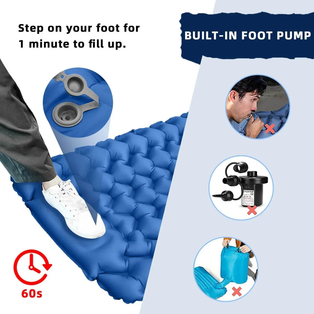 Ultralight Inflatable Camping Sleeping Pad with Pillow - Sleep Galleria