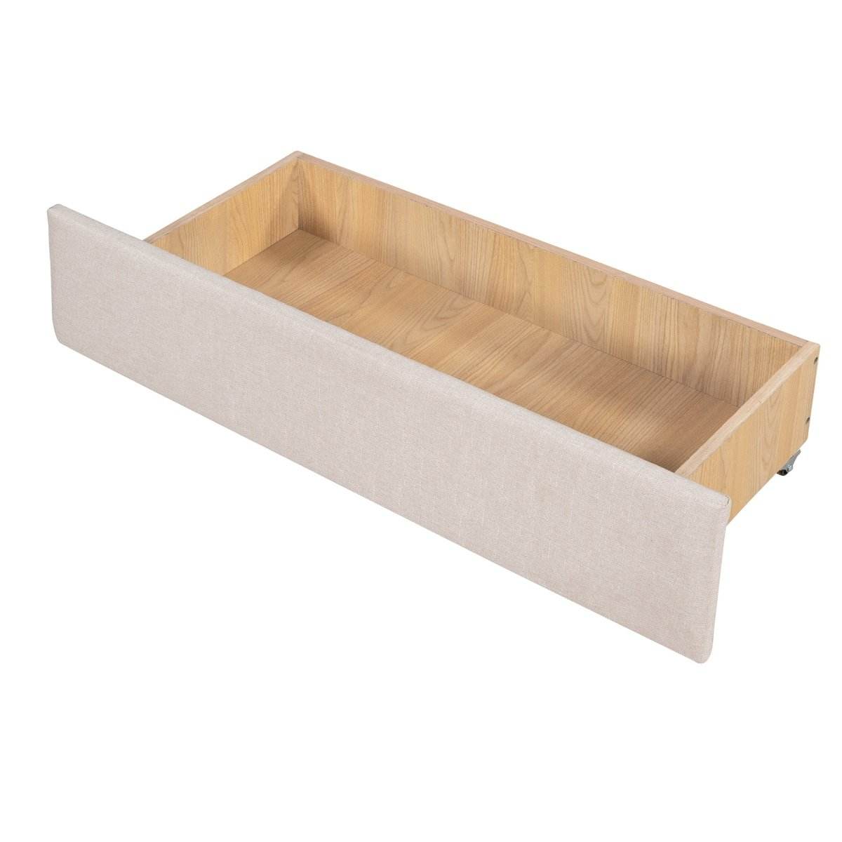 Upholstered Beige Daybed With Two Storage Drawers - Sleep Galleria