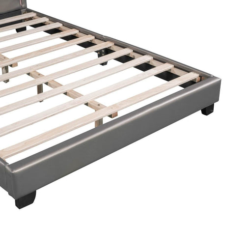 Upholstered PU Leather Platform Bed With Rabbit Ornament - Sleep Galleria