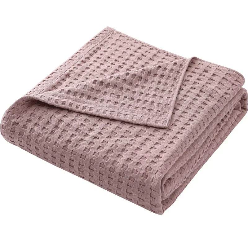Waffle Pattern 100% Cotton Lightweight Summer Blanket - Sleep Galleria