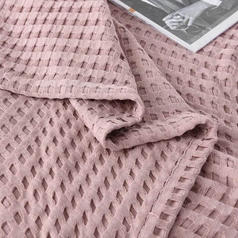 Waffle Pattern 100% Cotton Lightweight Summer Blanket - Sleep Galleria