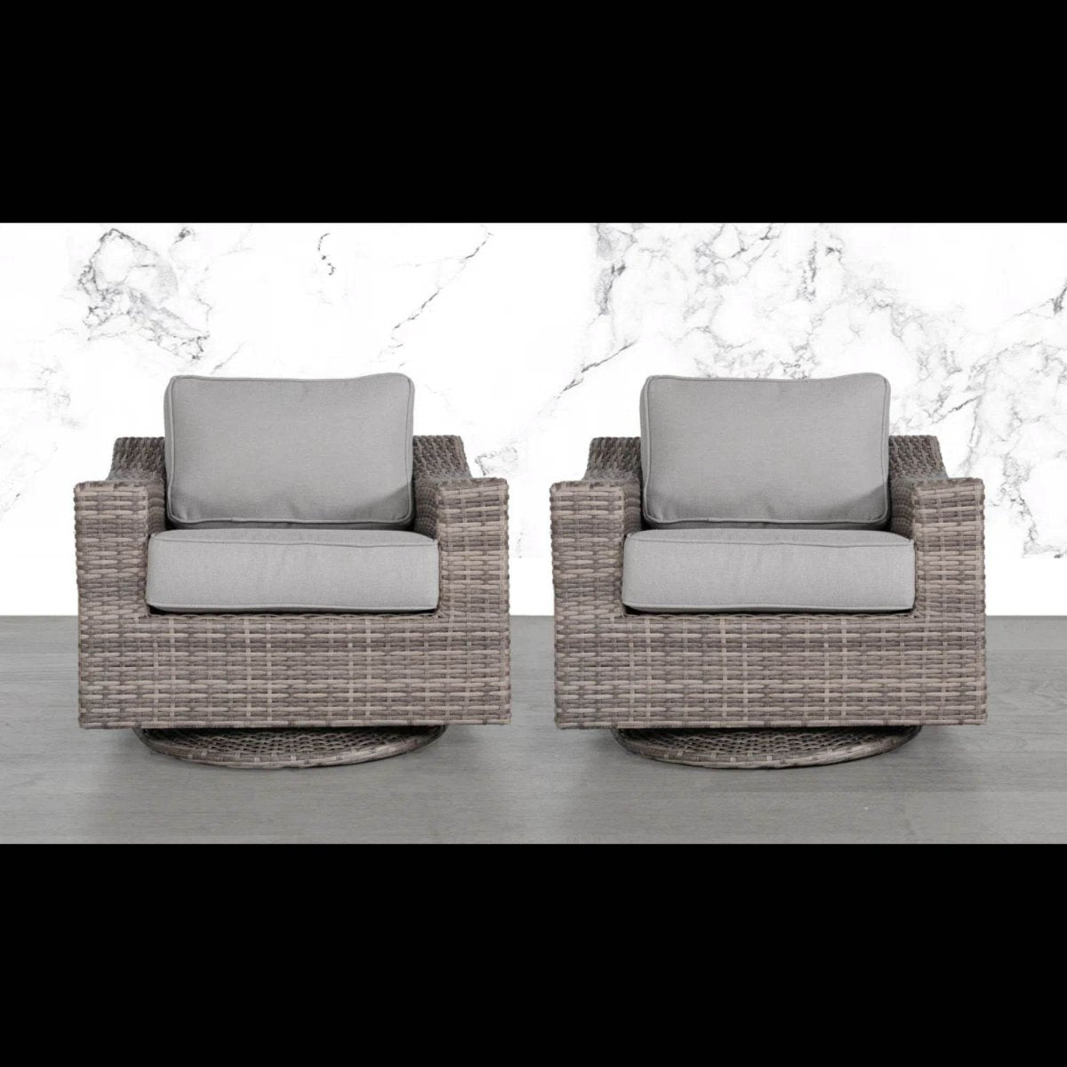 Weather - Resistant Wicker Swivel Patio Chair With Cushions - Veluna - Omega Lifestyles