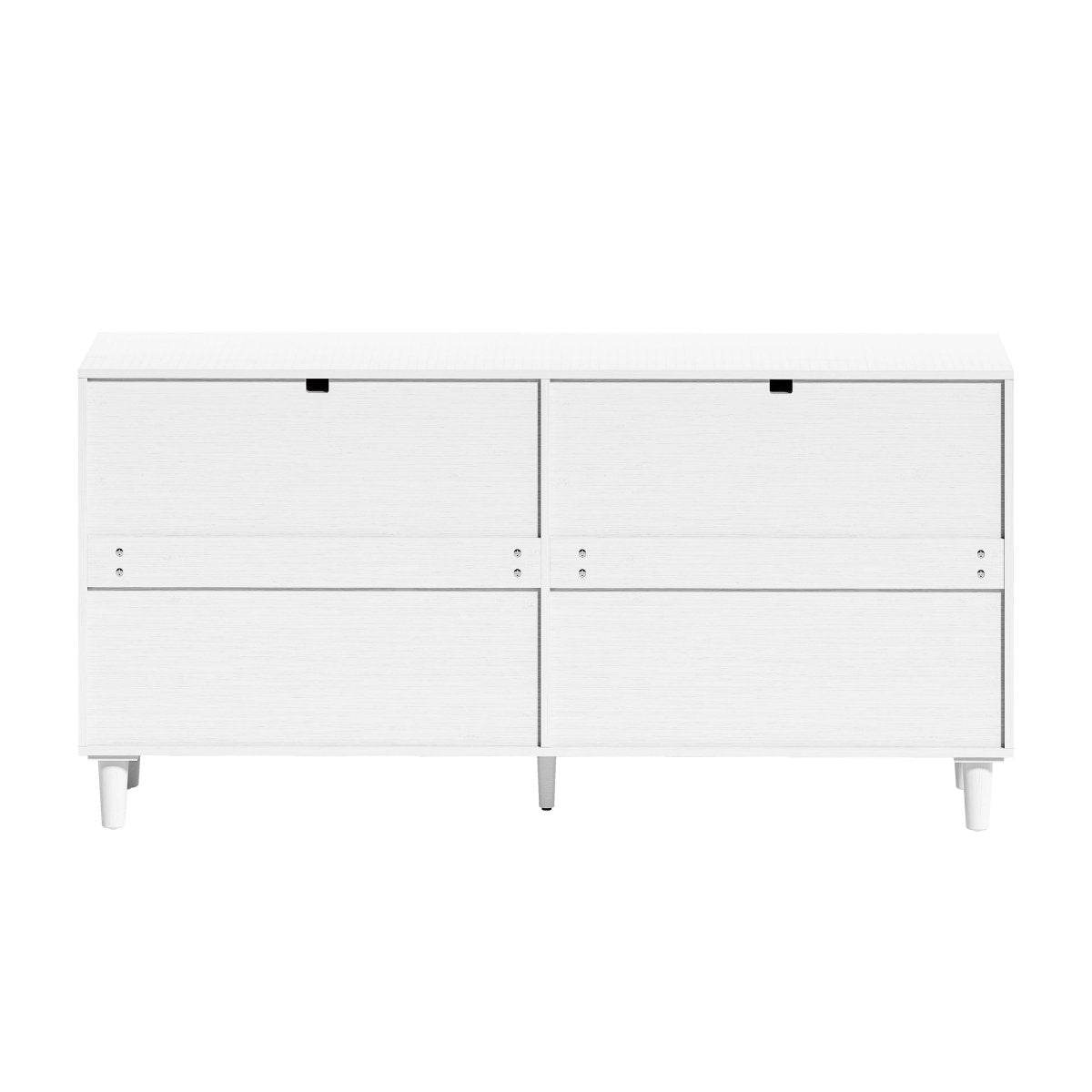 White Modern Rattan 6-Drawer Bedroom Dresser - Sleep Galleria