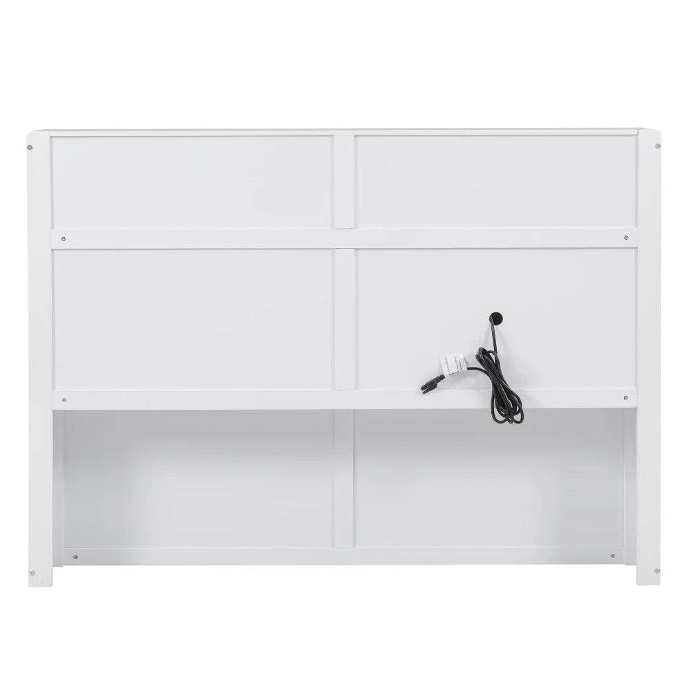 White Wood Hydraulic Platform Bed With Storage Drawers - Omega Lifestyles