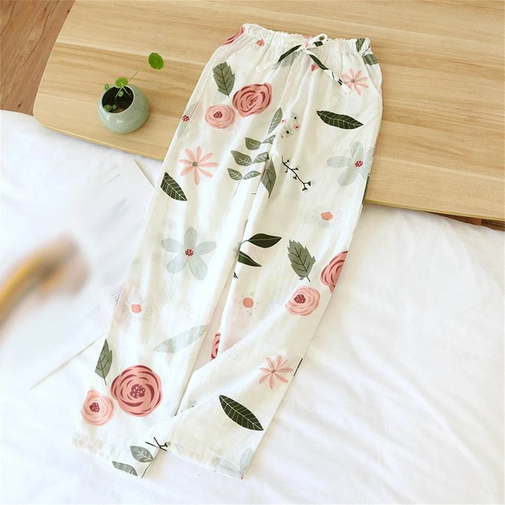 Women’s Cotton Printed Loose Pajama Sleep Bottoms - Sleep Galleria