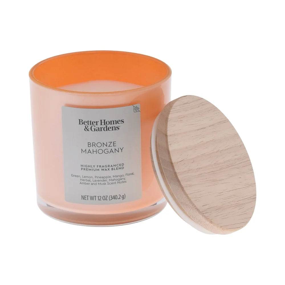 Bronze Mahogany Scented 12oz Jar Candle With Double Wicks - Omega Lifestyles