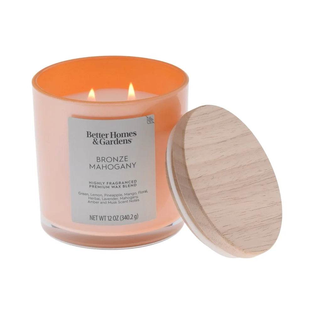 Bronze Mahogany Scented 12oz Jar Candle With Double Wicks - Omega Lifestyles