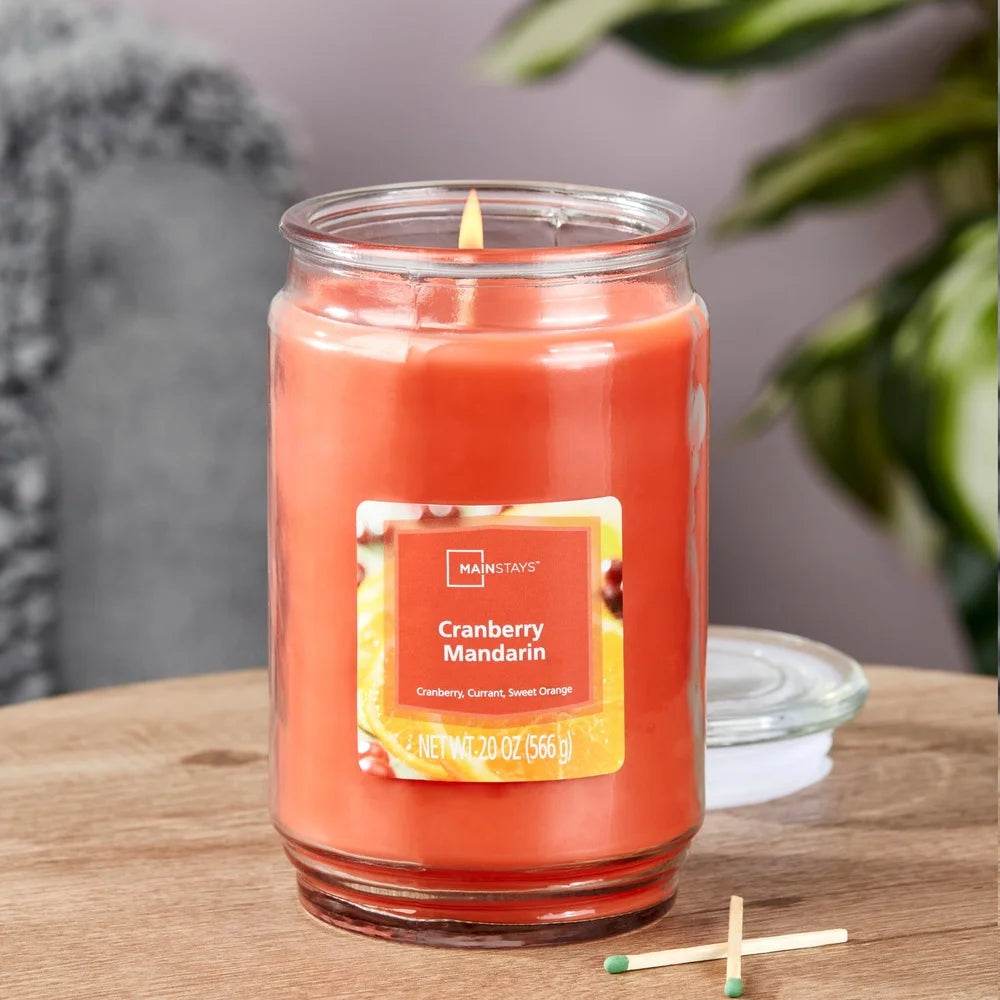 Cranberry Mandarin Scented 20 oz Glass Jar Candle - Sleep Galleria