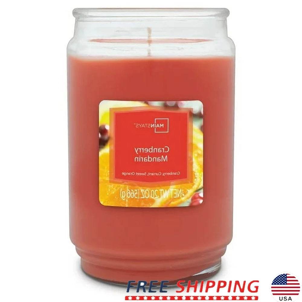 Cranberry Mandarin Scented 20 oz Glass Jar Candle - Sleep Galleria