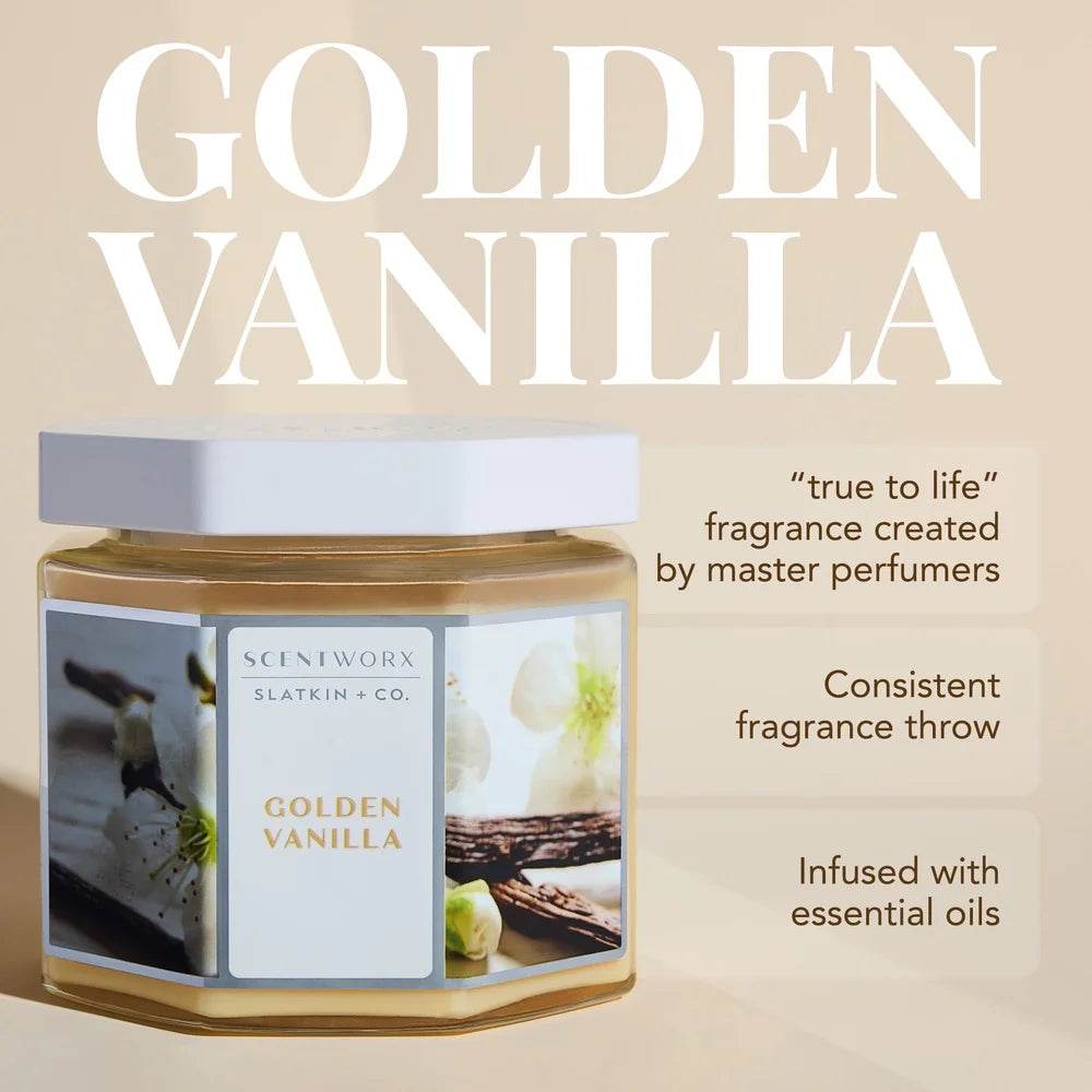 Golden Vanilla Scented 3-Wick Jar Candle - Sleep Galleria