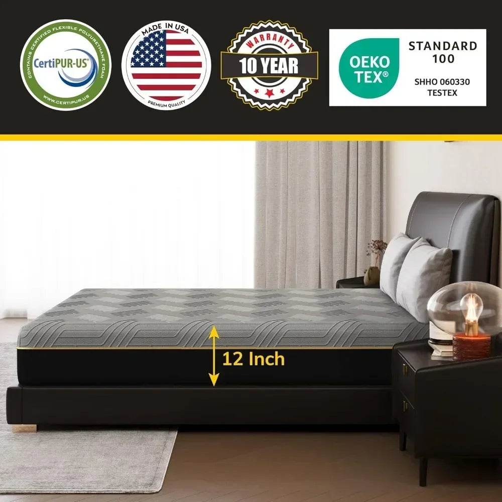 Medium Copper Gel Memory Foam Cooling Mattress 12-Inch - Sleep Galleria
