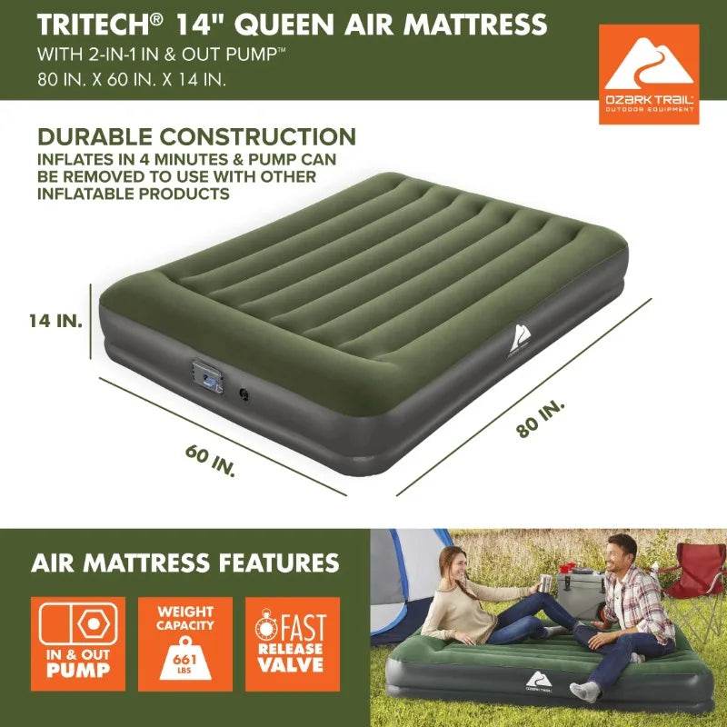 14-Inch Inflatable Air Mattress with Built-In Pump - Sleep Galleria