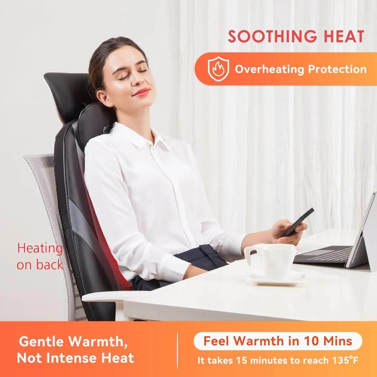 Shiatsu Heat Massage Cushion with Kneading Back Therapy Pad - Omega Lifestyles