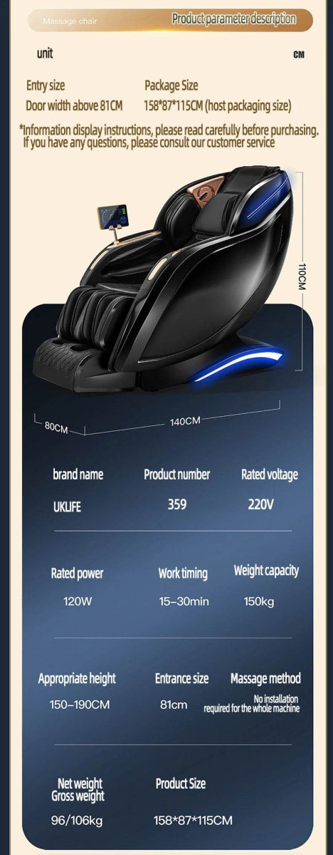 Yutori CloudWarm Zero Gravity Massage Chair - Omega Lifestyles