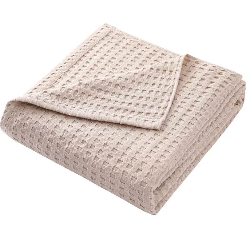 100x150cm Light Green 100% Cotton Waffle Blanket - Sleep Galleria