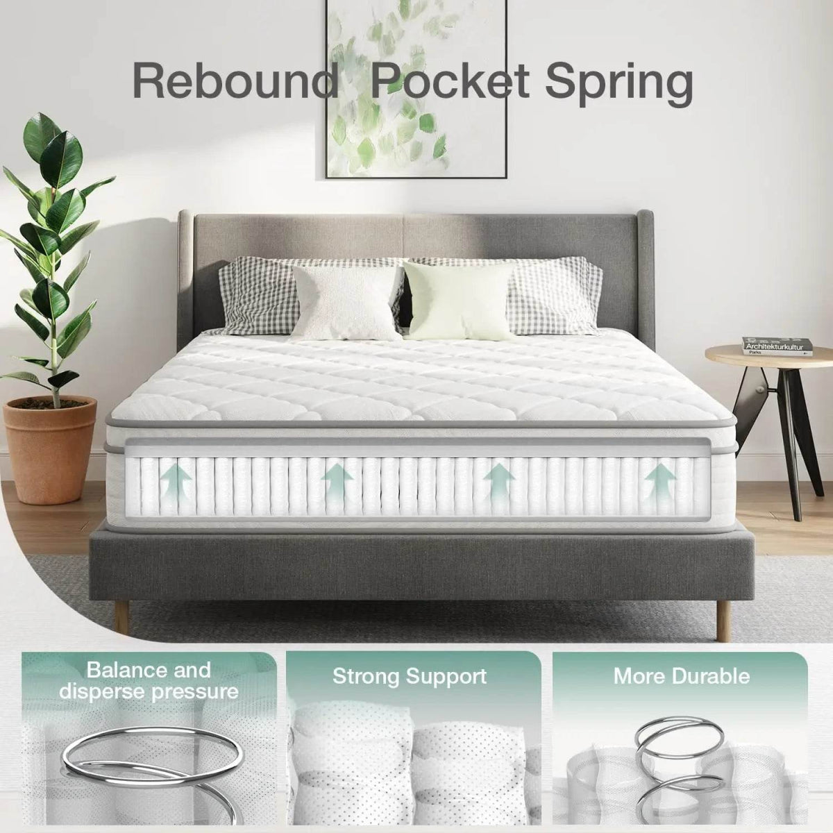 Medium 14-Inch Hybrid Pocket Spring Mattress - Omega Lifestyles