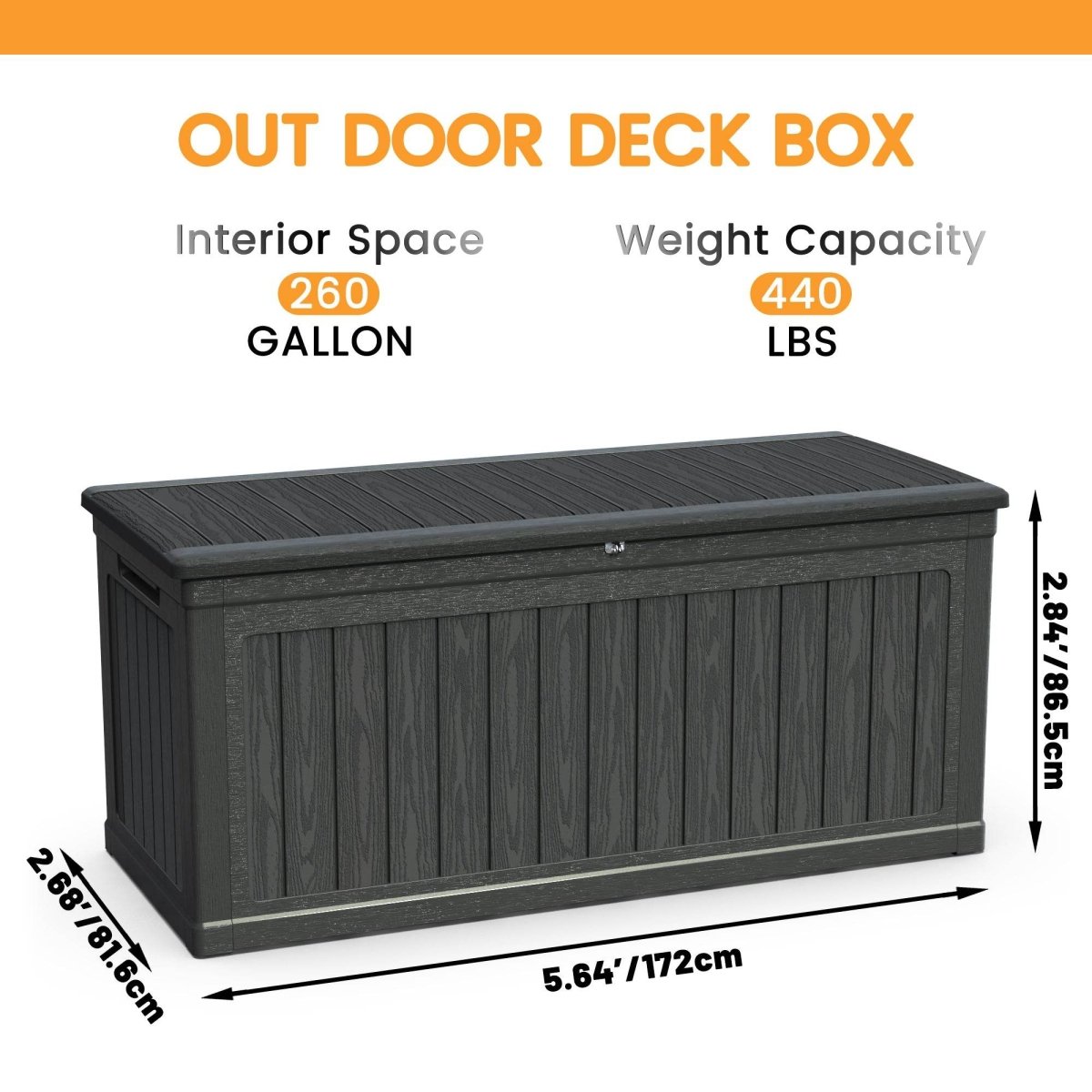 260 Gallon Waterproof Double - Wall Outdoor Deck Storage Box - Zenvia - Omega Lifestyles
