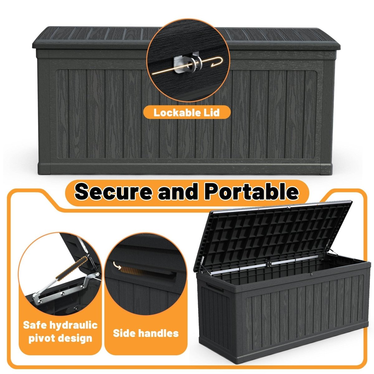 260 Gallon Waterproof Double - Wall Outdoor Deck Storage Box - Zenvia - Omega Lifestyles