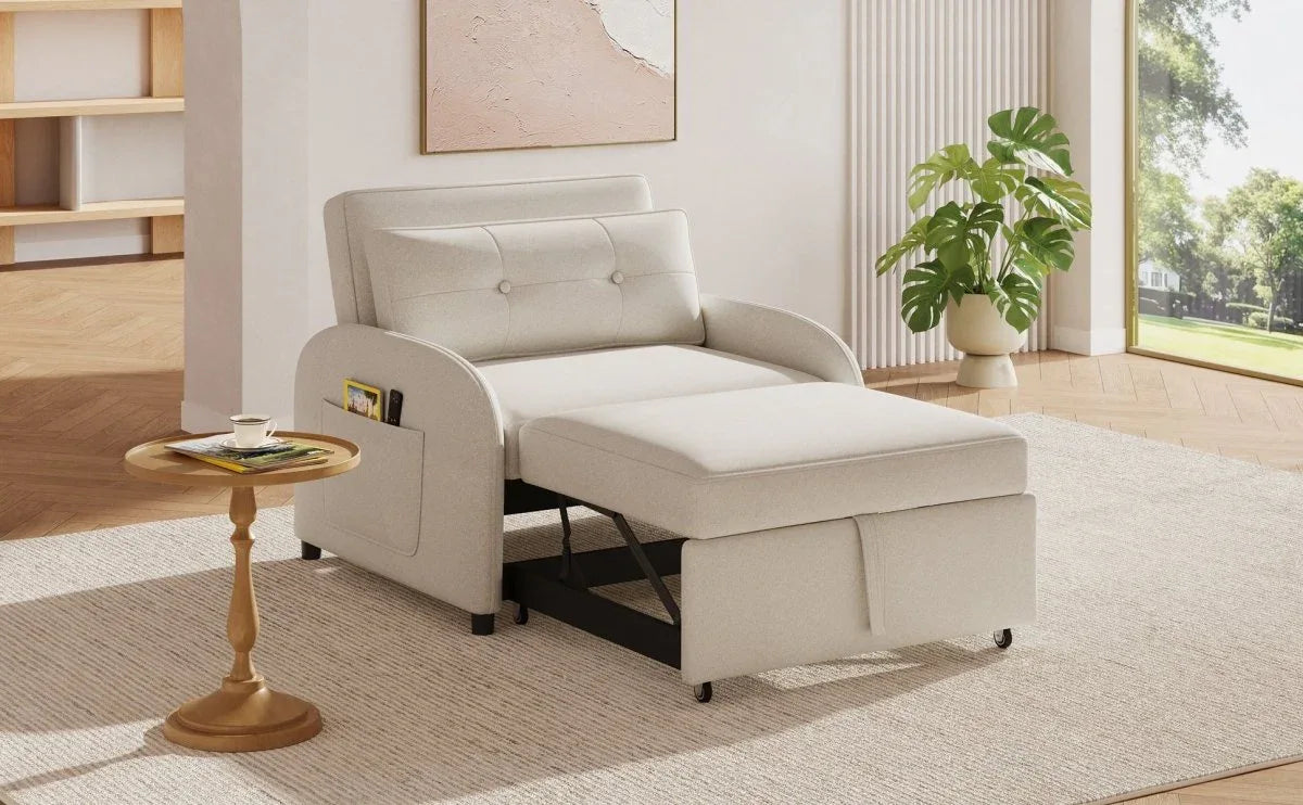 3-in-1 Convertible Cotton Linen Sleeper Sofa Bed - Omega Lifestyles