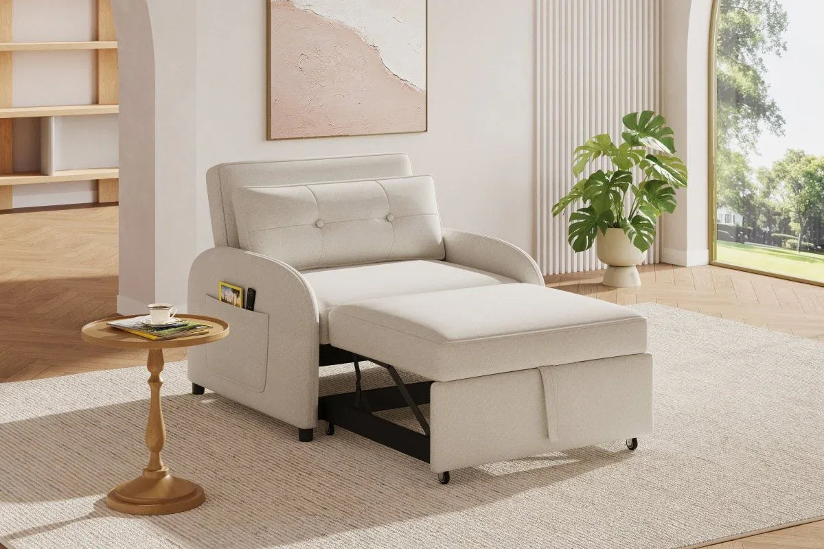 3-in-1 Convertible Cotton Linen Sleeper Sofa Bed - Omega Lifestyles