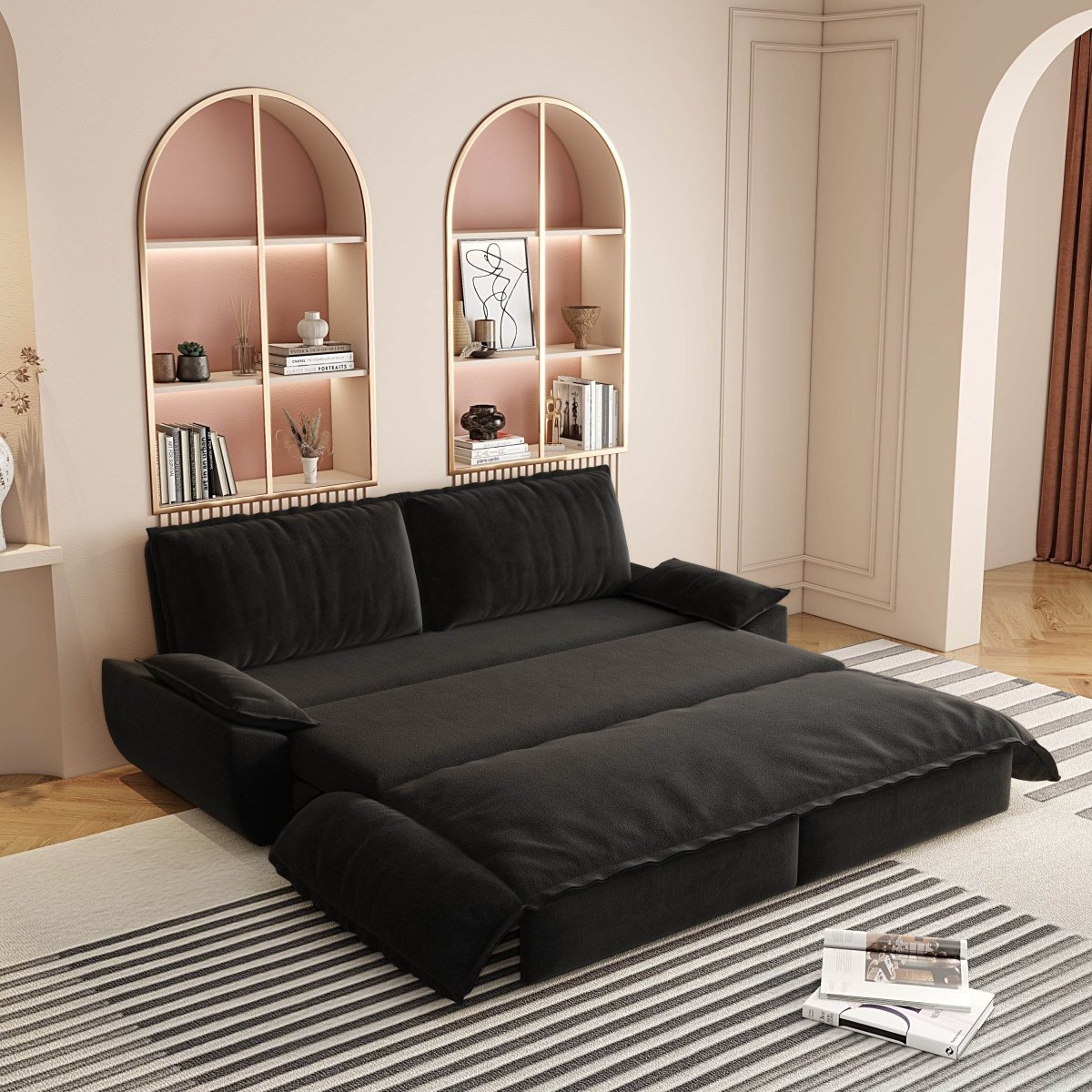 3 - In - 1 Convertible Velvet Sleeper Sofa Bed - Zenvia - Omega Lifestyles