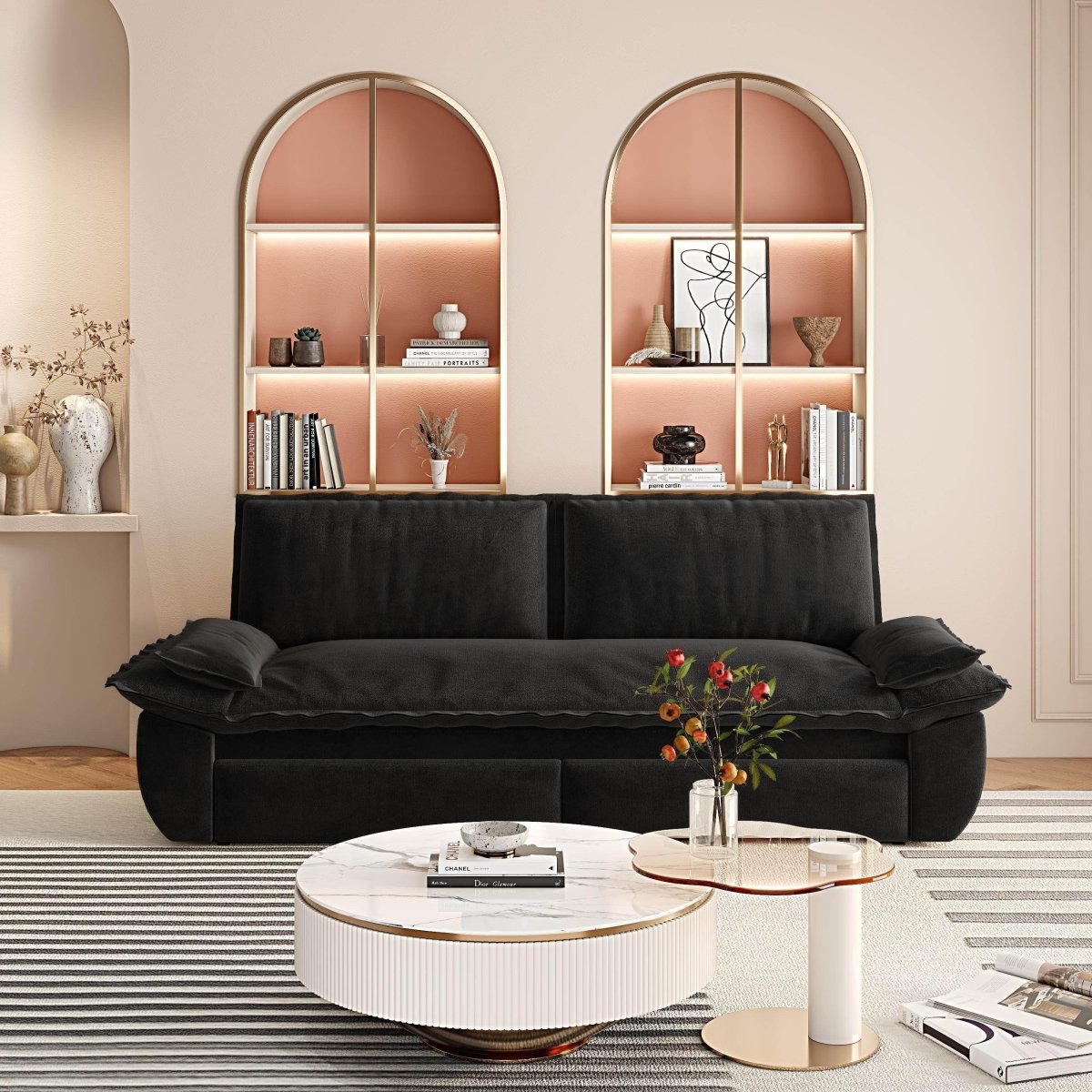 3 - In - 1 Convertible Velvet Sleeper Sofa Bed - Zenvia - Omega Lifestyles