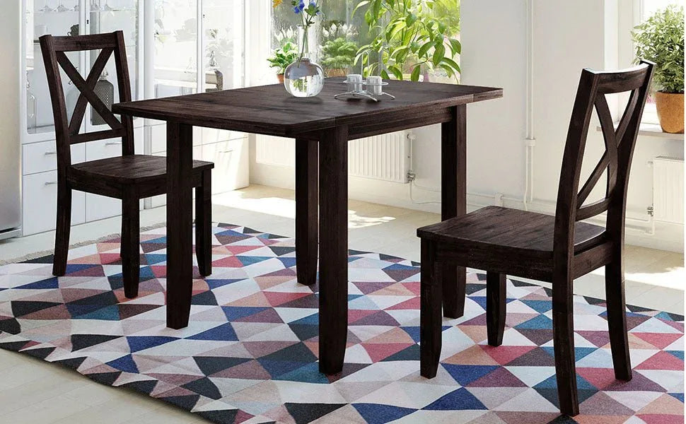 3-Piece Solid Wood Drop Leaf Breakfast Nook Dining Set - Omega Lifestyles
