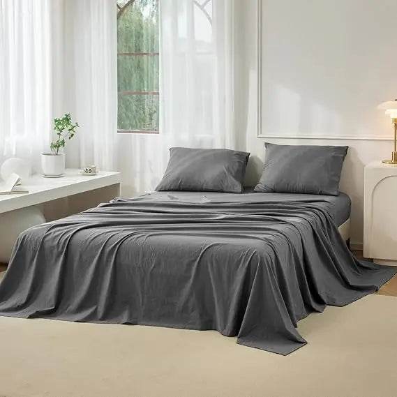 4-Piece Washed Cotton Sheet Set - Omega Lifestyles