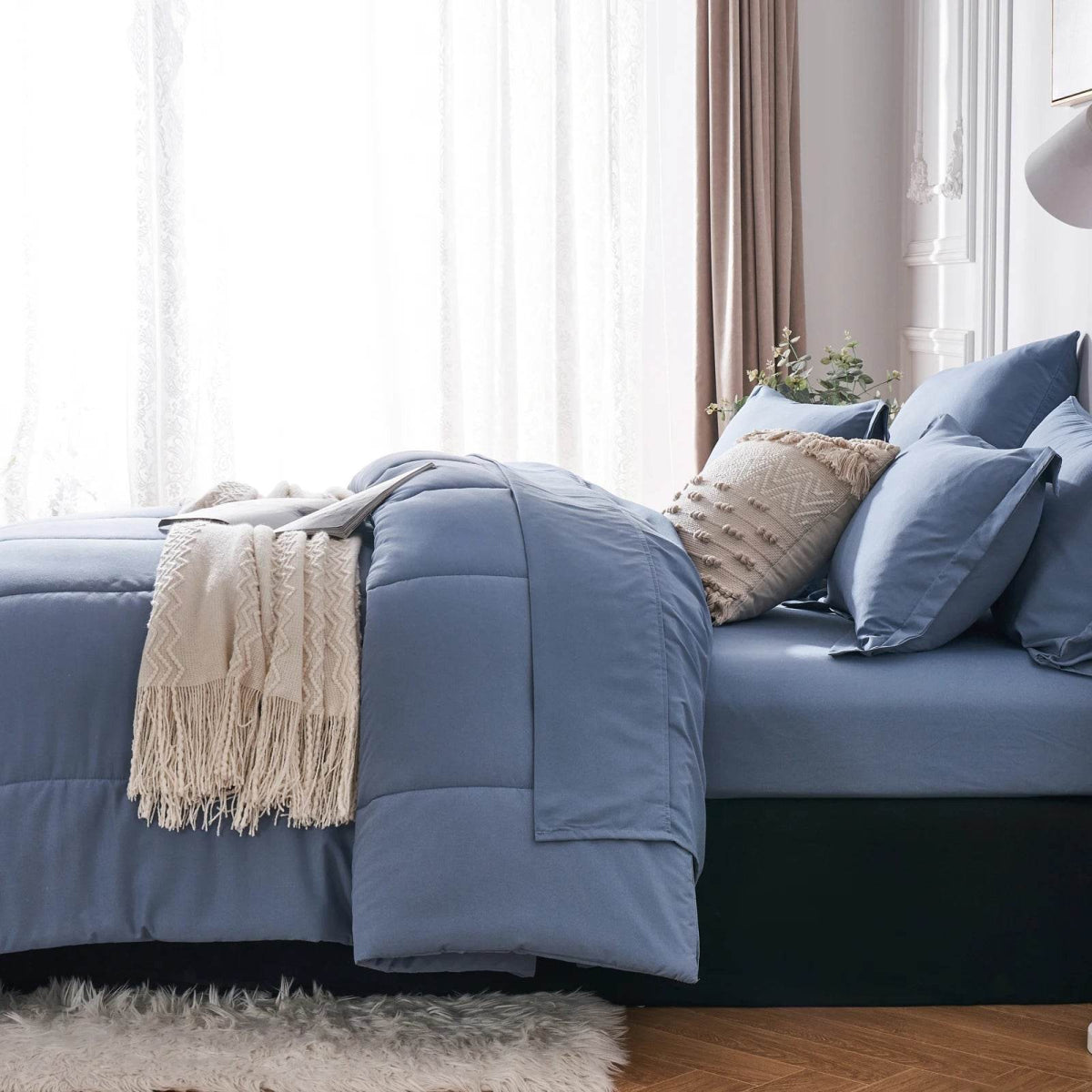 7-Piece Polyester Bedding Comforter Sheet Set - Sleep Galleria